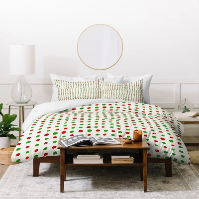 Full/Queen Leah Flores Holiday Polka Dots Duvet Cover Set - Deny Designs 3 Full/Queen Leah Flores Holiday Polka Dots Duvet Cover Set - Deny Designs