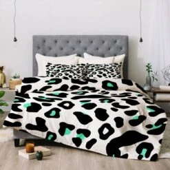 Allyson Johnson Neon Turquoise Leopard Comforter Set