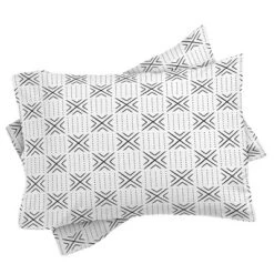 Queen/Full Little Arrow Design Co Mud Cloth Tile Comforter Set Black/White - Deny Designs