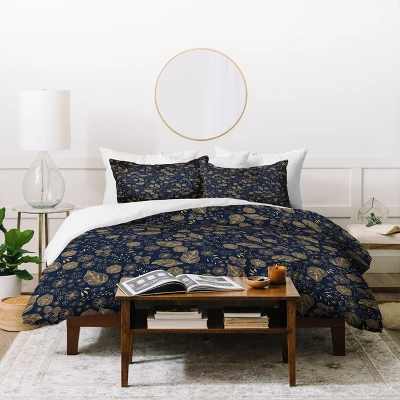 Navy Floral Iveta Abolina Crystalline Water Duvet Cover - Deny Designs 3 Navy Floral Iveta Abolina Crystalline Water Duvet Cover - Deny Designs