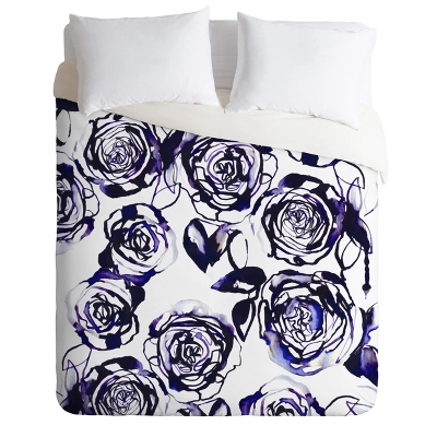 Holly Sharpe Inky Roses Duvet Cover Set Purple - Deny Designs 7 Holly Sharpe Inky Roses Duvet Cover Set Purple - Deny Designs - Image 5