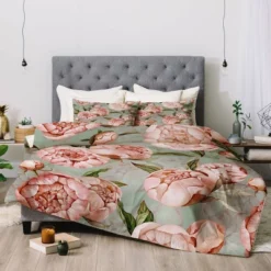 UtArt Peach Peonies Watercolor Pattern Poly Comforter Set - Deny Designs -Deny Designs Shop GUEST 48408378 7f82 48d3 bac9 41f0d3135468