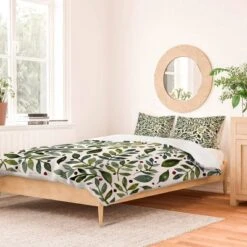 Deny Designs Angela Minca Seasonal Branches Duvet Cover Set Green
