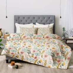 Ditsy Floral Field Pimlada Phuapradit Comforter Set Pink/Yellow/Green - Deny Designs -Deny Designs Shop GUEST 67a12192 ad28 459d a3d1 bf25d2b9d74b
