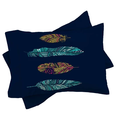 Stephanie Corfee Doodle Feather ColleCountion Duvet Queen Navy - Deny Designs 4 Stephanie Corfee Doodle Feather ColleCountion Duvet Queen Navy - Deny Designs - Image 2