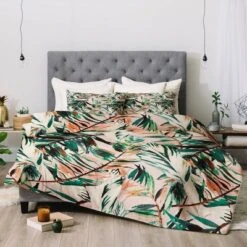 Marta Barragan Camarasa Tropical Leaf Desert Comforter & Sham Set Green - Deny Designs