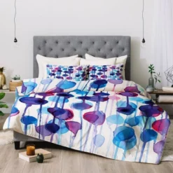 CMYKaren Abstract Watercolor Comforter Set Purple - Deny Designs