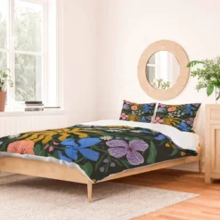 Deny Designs Megan Galante Merrick Floral Duvet Cover Bedding Set Blue