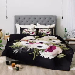 Iveta Abolina Antoinette Floral Comforter Set Black/Pink - Deny Designs