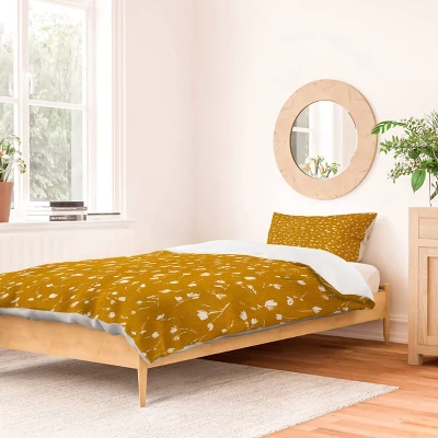 Schatzi Brown Libby Floral Marigold Duvet Cover Set Yellow - Deny Designs 3 Schatzi Brown Libby Floral Marigold Duvet Cover Set Yellow - Deny Designs