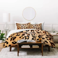 King Amy Sia Animal Leopard Duvet Set Brown - Deny Designs