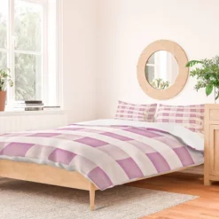 Farmhouse Shabby Gingham Checkered Plaid Monika Strigel Duvet Cover Set Purple/White - Deny Designs