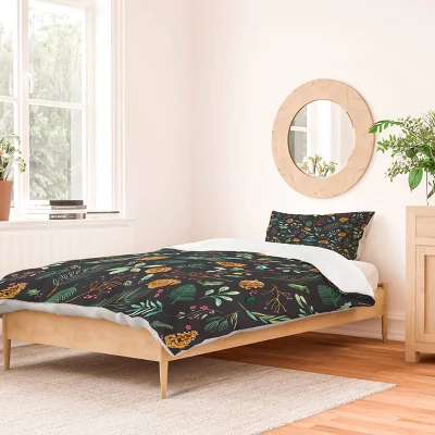 Deny Designs Ninola Design Christmas Botanical Charcoal Duvet Cover Set Gray 3 Deny Designs Ninola Design Christmas Botanical Charcoal Duvet Cover Set Gray