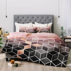 Elisabeth Fredriksson Gradient Cubes Comforter Set Pink - Deny Designs