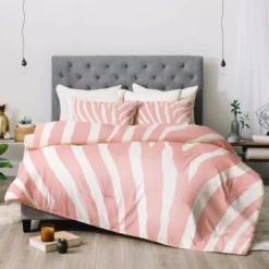Natalie Baca Zebra Stripes Rose Quartz Comforter Set