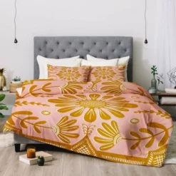 Sewzinski Boho Florals Comforter Set Pink/Yellow/White - Deny Designs -Deny Designs Shop GUEST ff9911d1 4bd5 4ad0 ad45 ba7146e863e6